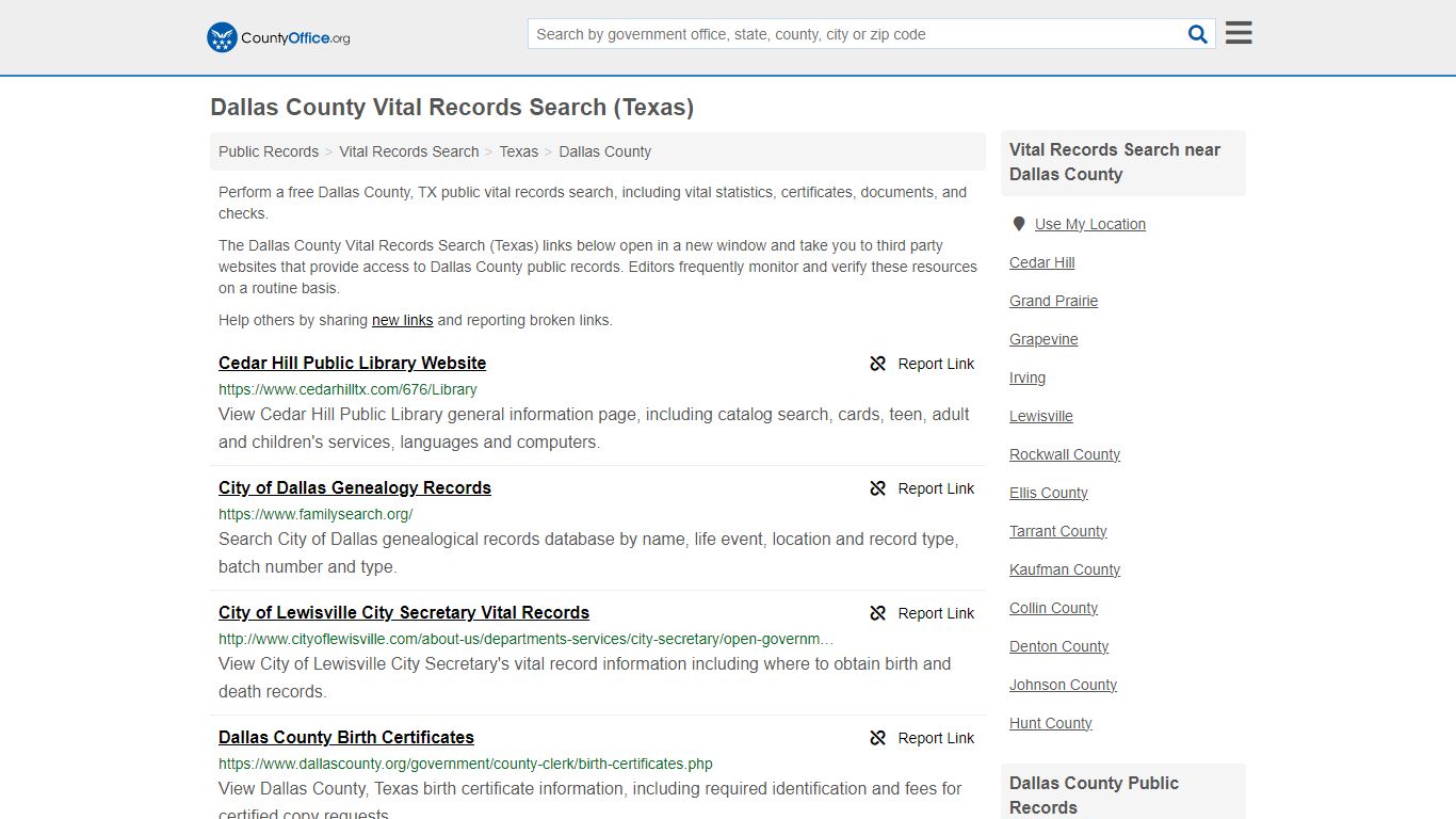 Dallas County Vital Records Search (Texas) - County Office